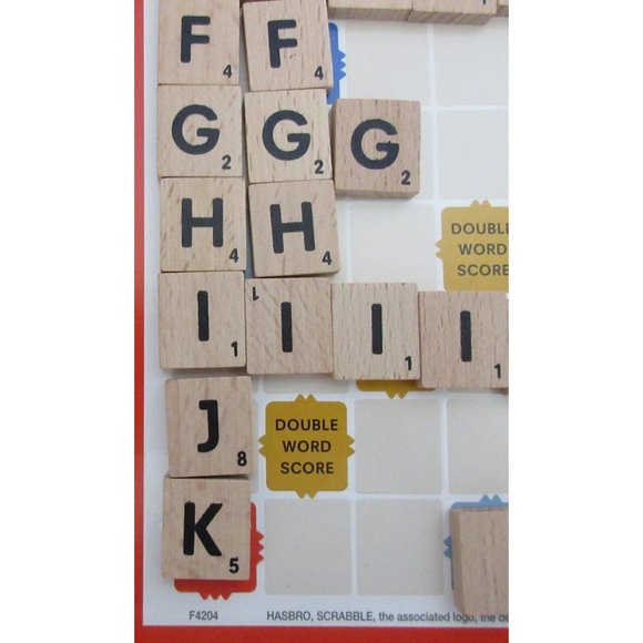 Scrabble Game Replacement Pieces Parts ~ 95 Wood Tiles - Black Bag Clean Cond. - Picture 4 of 7